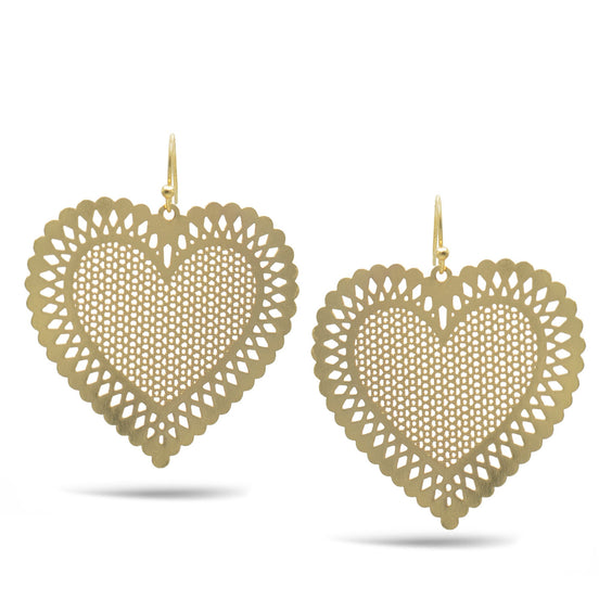 GOLD HEART DROP EARRINGS #HNE90698GD (GC7)