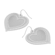RHODIUM HEART DROP EARRINGS #HNE90698RD (GC7)