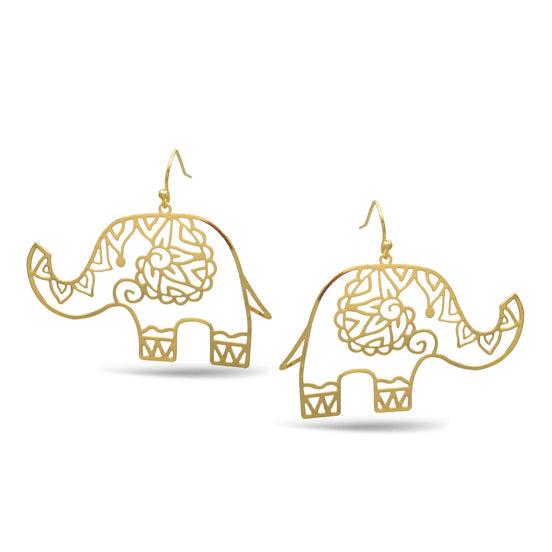 GOLD ELEPHANT EARRINGS # HNE90697GD (GF7)