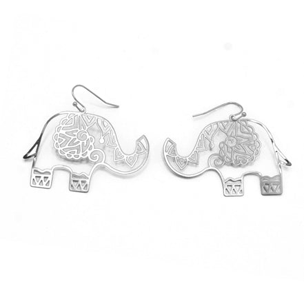RHODIUM ELEPHANT EARRINGS #HNE90697RD (GF7)