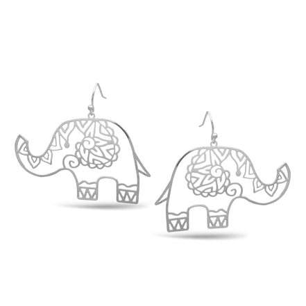 RHODIUM ELEPHANT EARRINGS #HNE90697RD (GF7)
