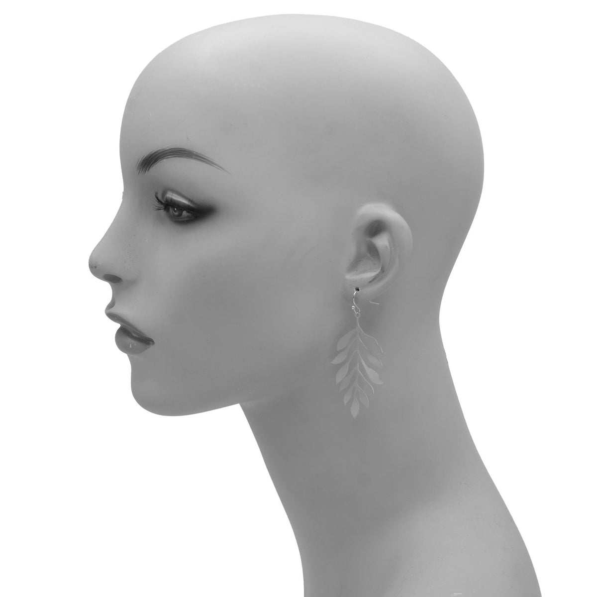 RHODIUM LEAF DROP EARRING #HNE90705RD(GC17)