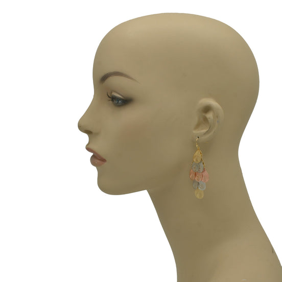 TRI-TONE MULTI TEARDROP METAL EARRINGS #HNE90702-TRI-TONE(ND17)