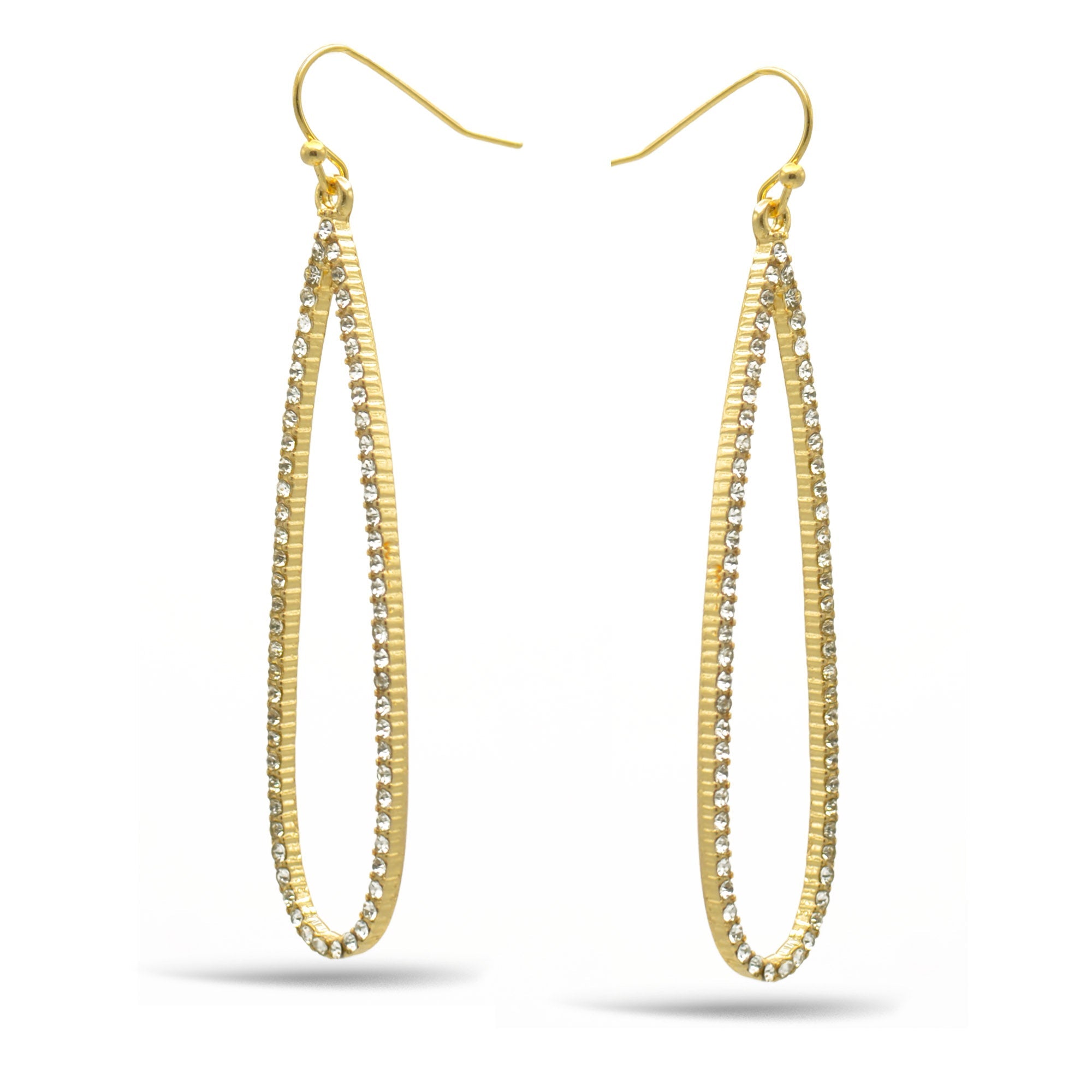 GOLD CRYSTAL TEARDROP EARRINGS # HNE90711GD(GH12)