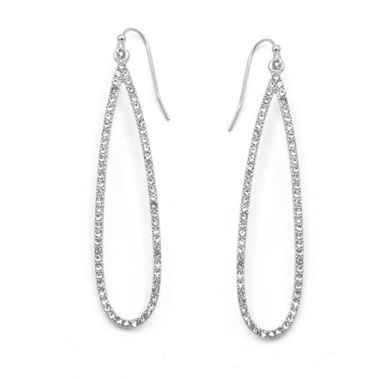RHODIUM CRYSTAL TEARDROP EARRINGS # HNE90711RD (GG12)