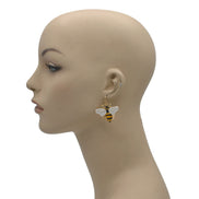 GOLD BLACK ORANGE AND CREAM ENAMEL DR0P EARRINGS #HNE90712