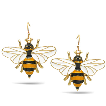 GOLD BLACK ORANGE AND CREAM ENAMEL DR0P EARRINGS #HNE90712