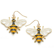 GOLD BLACK ORANGE AND CREAM ENAMEL DR0P EARRINGS #HNE90712