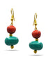 TURQUOISE & CORAL RESIN BEADS DROP EARRINGS #FWNK-2109-72-ER