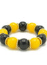 BLACK & AMBER BEADS MEMORY WIRE STRETCH BRACELET #FWNK-2109-73-BRC