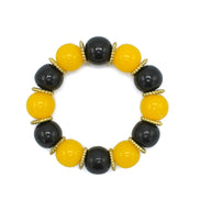 BLACK & AMBER BEADS MEMORY WIRE STRETCH BRACELET #FWNK-2109-73-BRC