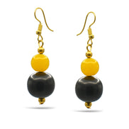 BLACK & AMBER  RESIN BEADS DROP EARRING  #FWNK-2109-73-ER