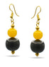 BLACK & AMBER  RESIN BEADS DROP EARRING  #FWNK-2109-73-ER