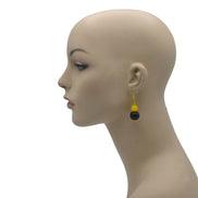 BLACK & AMBER  RESIN BEADS DROP EARRING  #FWNK-2109-73-ER