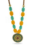 Turquoise & Amber Beads With Round Gold Pendant Necklace #FWNK-2201-06