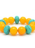 Turquoise & Amber Beads Memory Wire Stretch Bracelet #FWNK-2201-06-BRC