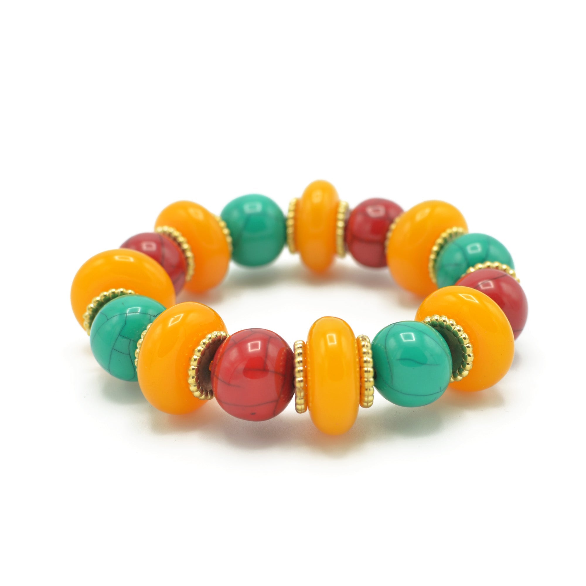 MULTI-COLOR BEADS MEMORY WIRE STRETCH BRACELET #FWNK-2201-07-BRC