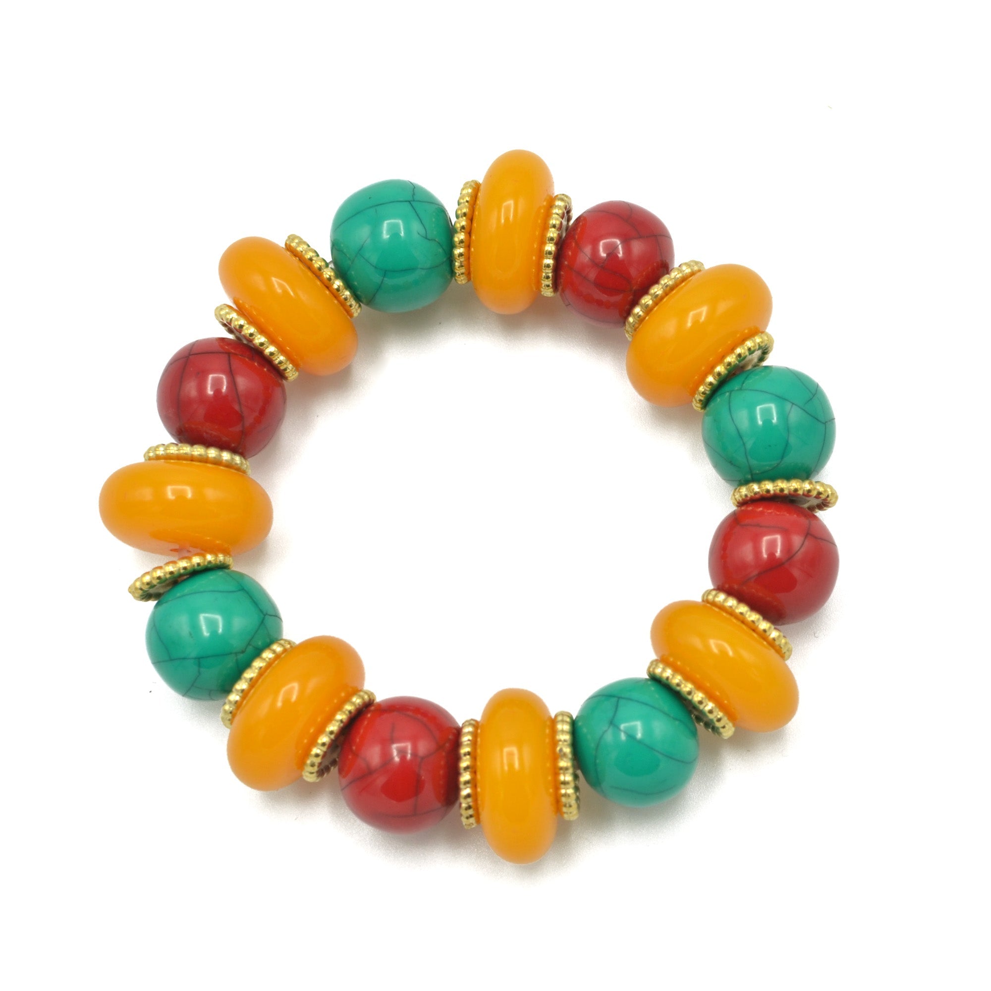 MULTI-COLOR BEADS MEMORY WIRE STRETCH BRACELET #FWNK-2201-07-BRC