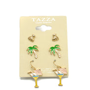 GOLD 3 PAIR BEACH EARRINGS #HNE90717(ND17)