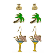 GOLD 3 PAIR BEACH EARRINGS #HNE90717(ND17)