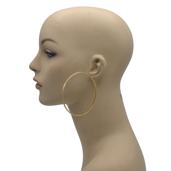 RHODIUM ROUND HOOP EARRINGS #HNE90700RD(GB13)