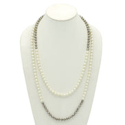 CREAM PEARL AND HEMATITE BEADS 60