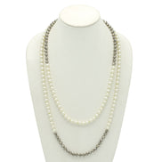 CREAM PEARL AND HEMATITE BEADS 60