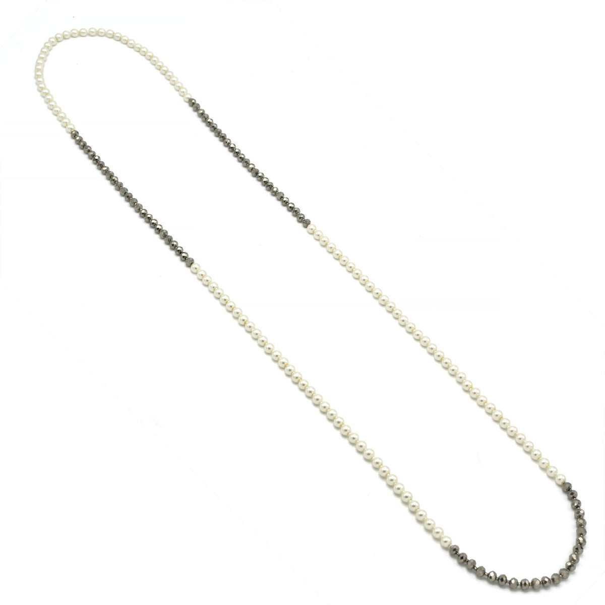 CREAM PEARL AND HEMATITE BEADS 60
