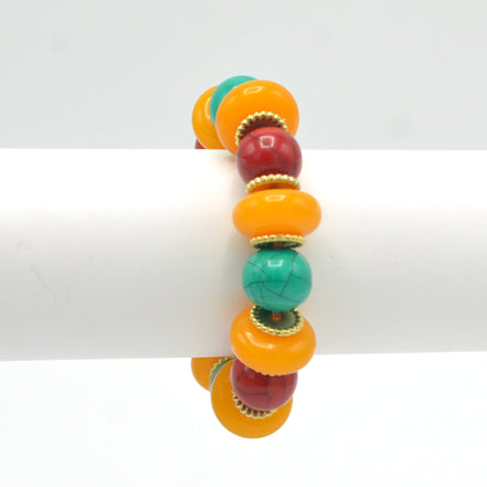 MULTI-COLOR BEADS MEMORY WIRE STRETCH BRACELET #FWNK-2201-07-BRC
