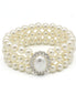 SILVER CRAM PEARL AND CRYSTAL STRETCH BRACELET #SQ4700