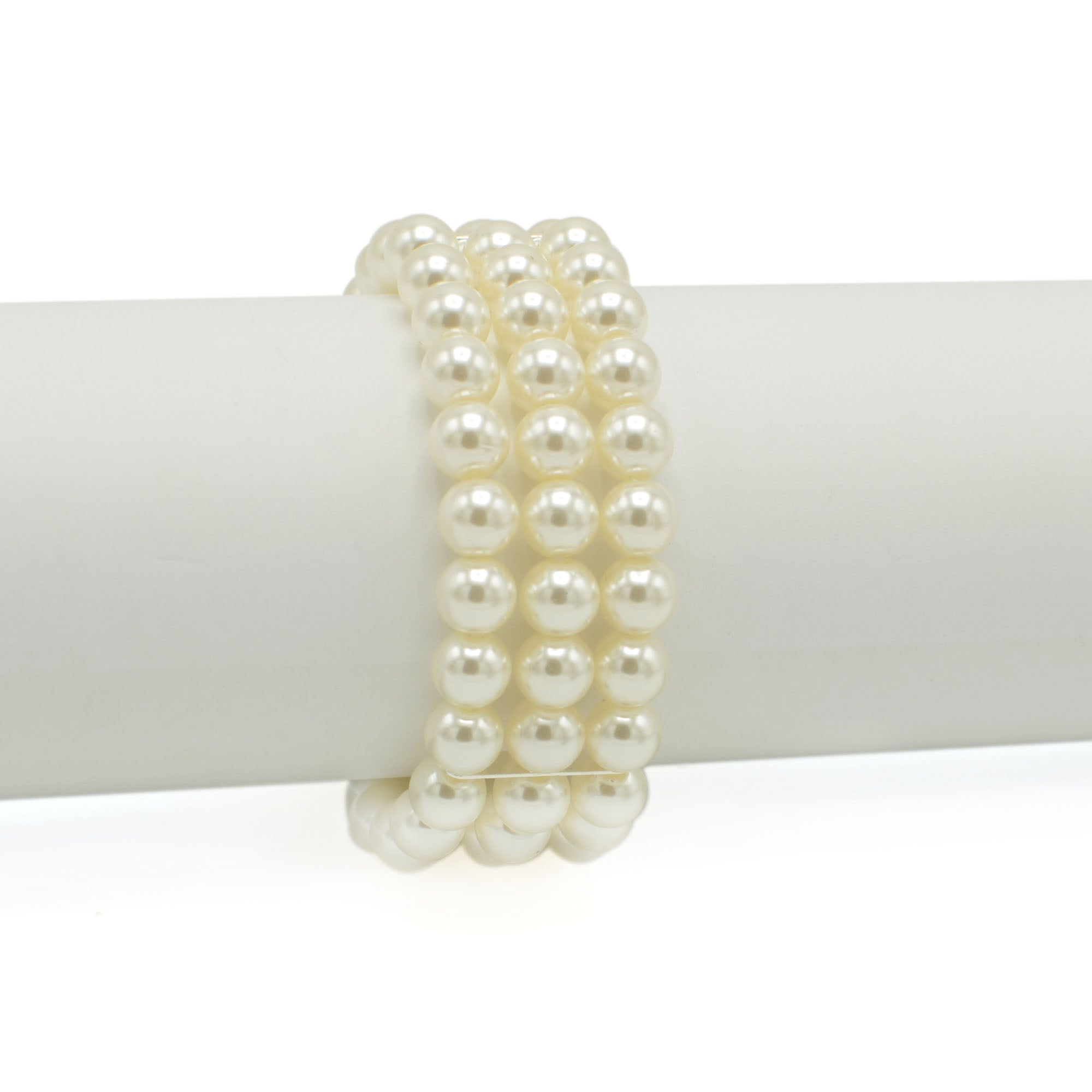 SILVER CRAM PEARL AND CRYSTAL STRETCH BRACELET #SQ4700