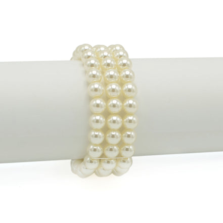 SILVER CRAM PEARL AND CRYSTAL STRETCH BRACELET #SQ4700