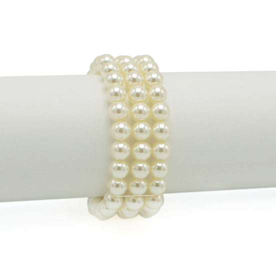 SILVER CRAM PEARL AND CRYSTAL STRETCH BRACELET #SQ4700