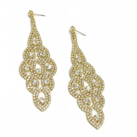 GOLD CRYSTAL CHANDELIER EARRINGS #26432CR-G (LB22)