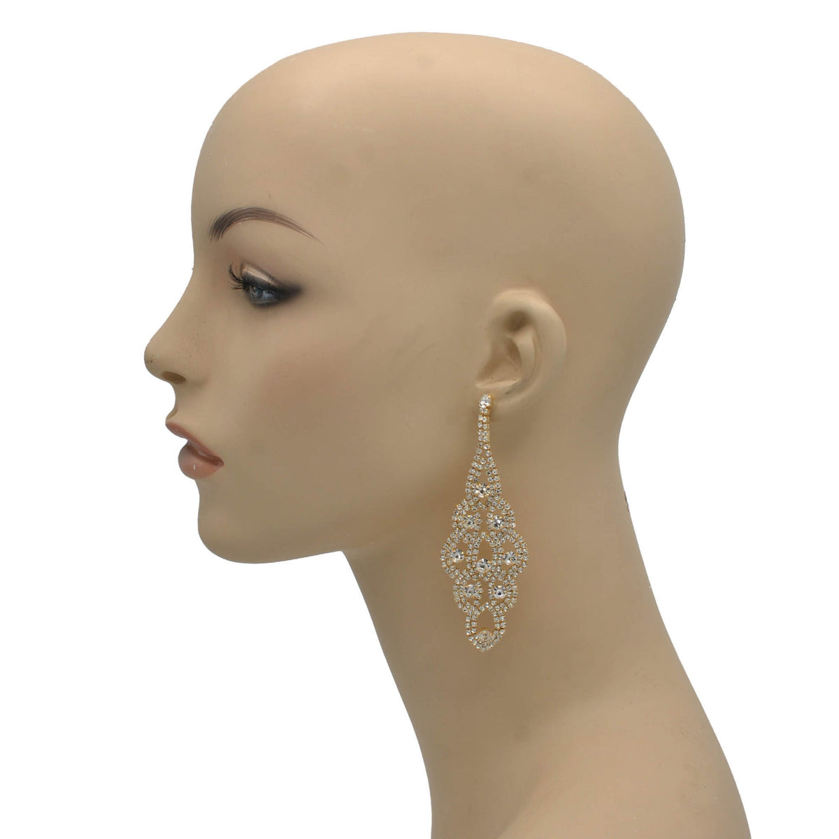 GOLD CRYSTAL CHANDELIER EARRINGS #26432CR-G (LB22)