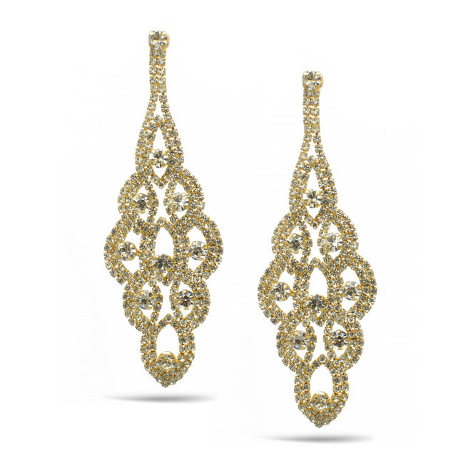GOLD CRYSTAL CHANDELIER EARRINGS #26432CR-G (LB22)
