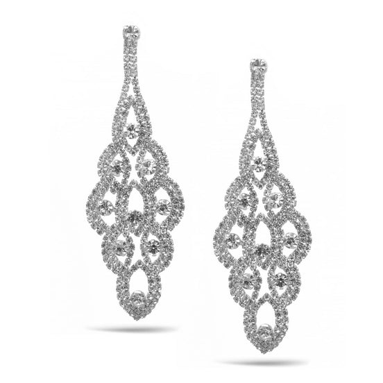 SILVER CRYSTAL CHANDELIER EARRINGS #26432CR-S (LB21)
