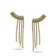GOLD CRYSTAL LONG TASSEL EARRINGS #27129CR-G (LA22)