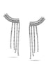 SILVER CRYSTAL LONG TASSEL EARRINGS #27129CR-S (LD24)