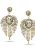 GOLD ABALONE RHINESTONES CRYSTAL DROP EARRINGS #27324AB-G (RD27)