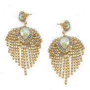 GOLD ABALONE RHINESTONES CRYSTAL DROP EARRINGS #27324AB-G (RD27)