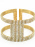 GOLD RHINESTONE CRYSTAL COIL MEMORY WIRE BRACELET #83154CR-G