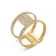 GOLD RHINESTONE CRYSTAL COIL MEMORY WIRE BRACELET #83154CR-G