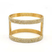 GOLD RHINESTONE CRYSTAL COIL MEMORY WIRE BRACELET #83154CR-G