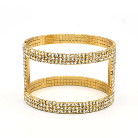 GOLD RHINESTONE CRYSTAL COIL MEMORY WIRE BRACELET #83154CR-G