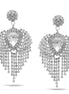 SILVER RHINESTONES CRYSTAL DROP EARRINGS #27324CR-S (RD27)
