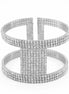 SILVER RHINESTONE CRYSTAL COIL MEMORY WIRE BRACELET #83154CR-S