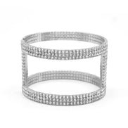 SILVER RHINESTONE CRYSTAL COIL MEMORY WIRE BRACELET #83154CR-S
