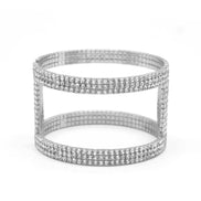 SILVER RHINESTONE CRYSTAL COIL MEMORY WIRE BRACELET #83154CR-S