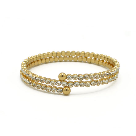 GOLD RHINESTONE CRYSTAL MEMORY WIRE BRACELET #83444CR-G